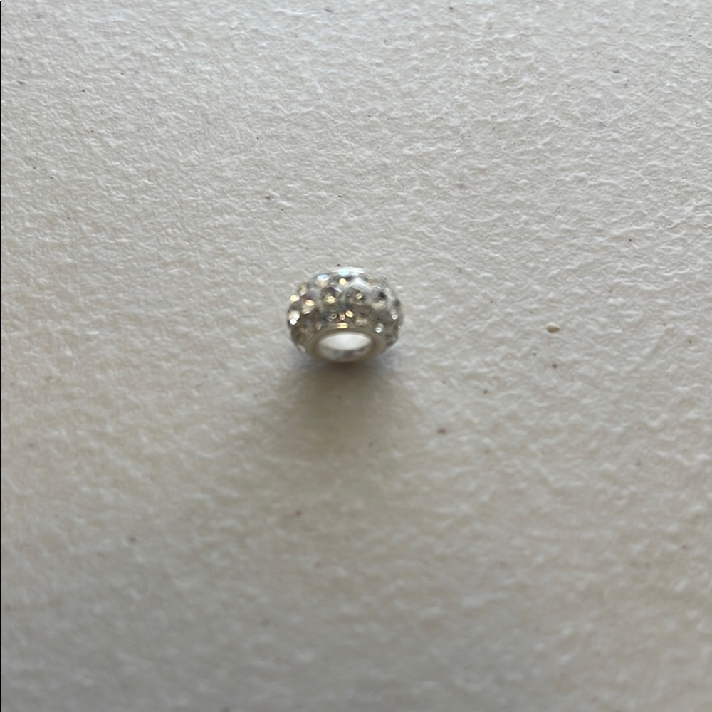 Elegant Silver Bead Charm with crystals
